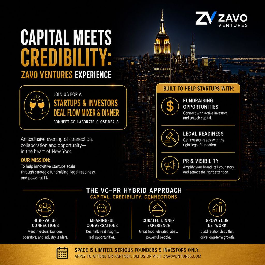ZavoVentures: Bridging Startup Founders and Investors- Mixer & Dinner