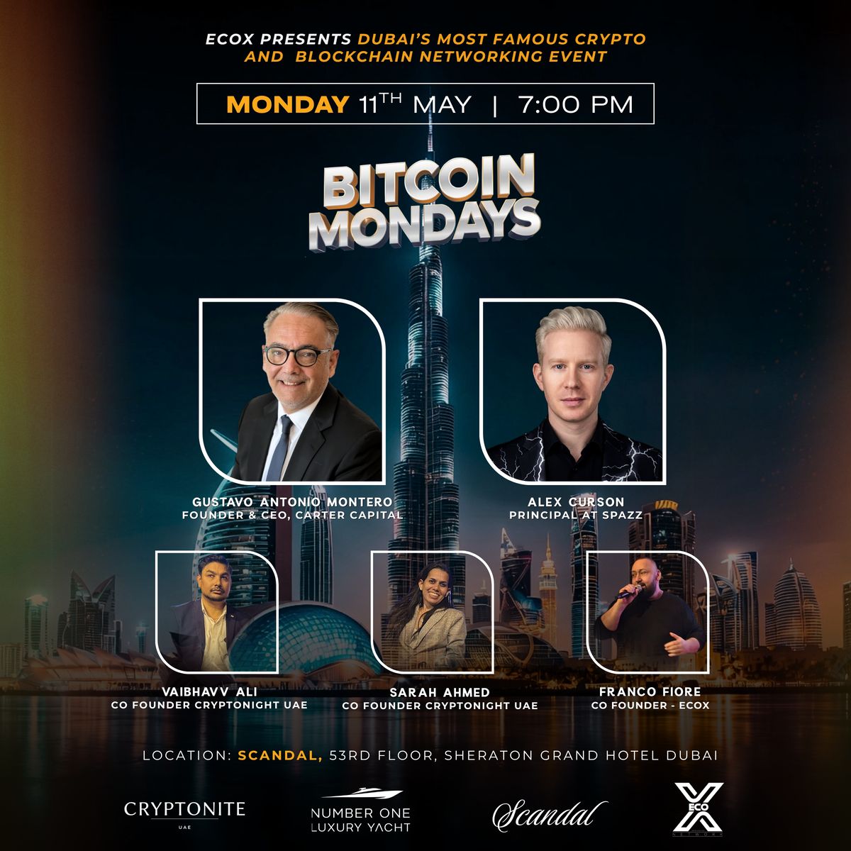 BitCoin Mondays by EcoX Network - in cooperation with Cryptonite UAE! Special Fireside Chat - Gustavo Antonio Montero & Alex Curson