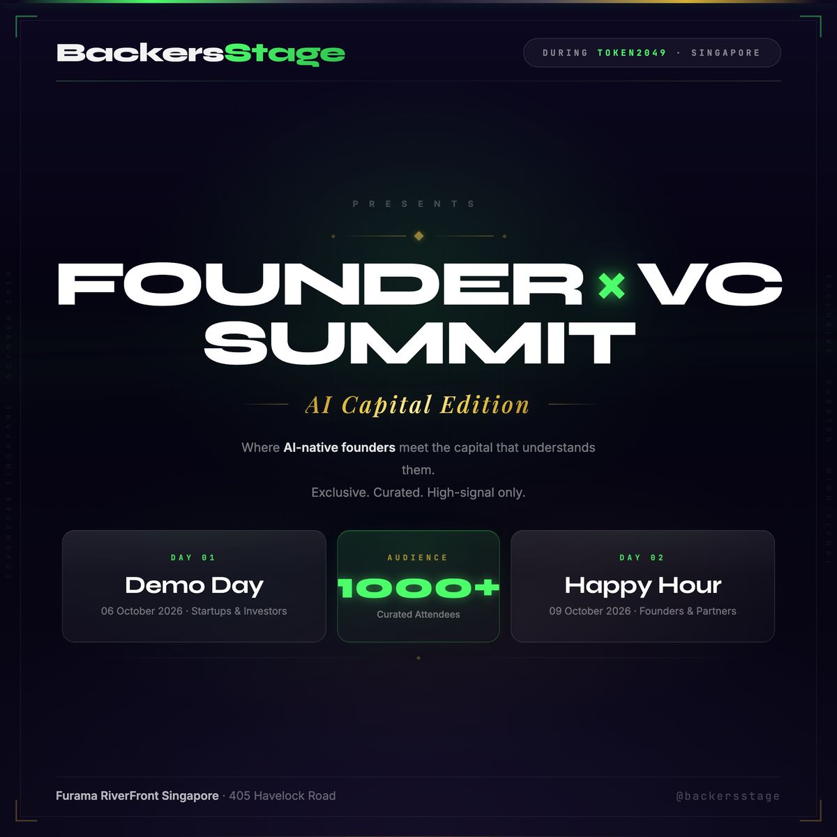 Founder x VC Summit: AI Capital Edition | Demo Day |  Token2049 Week 🇸🇬